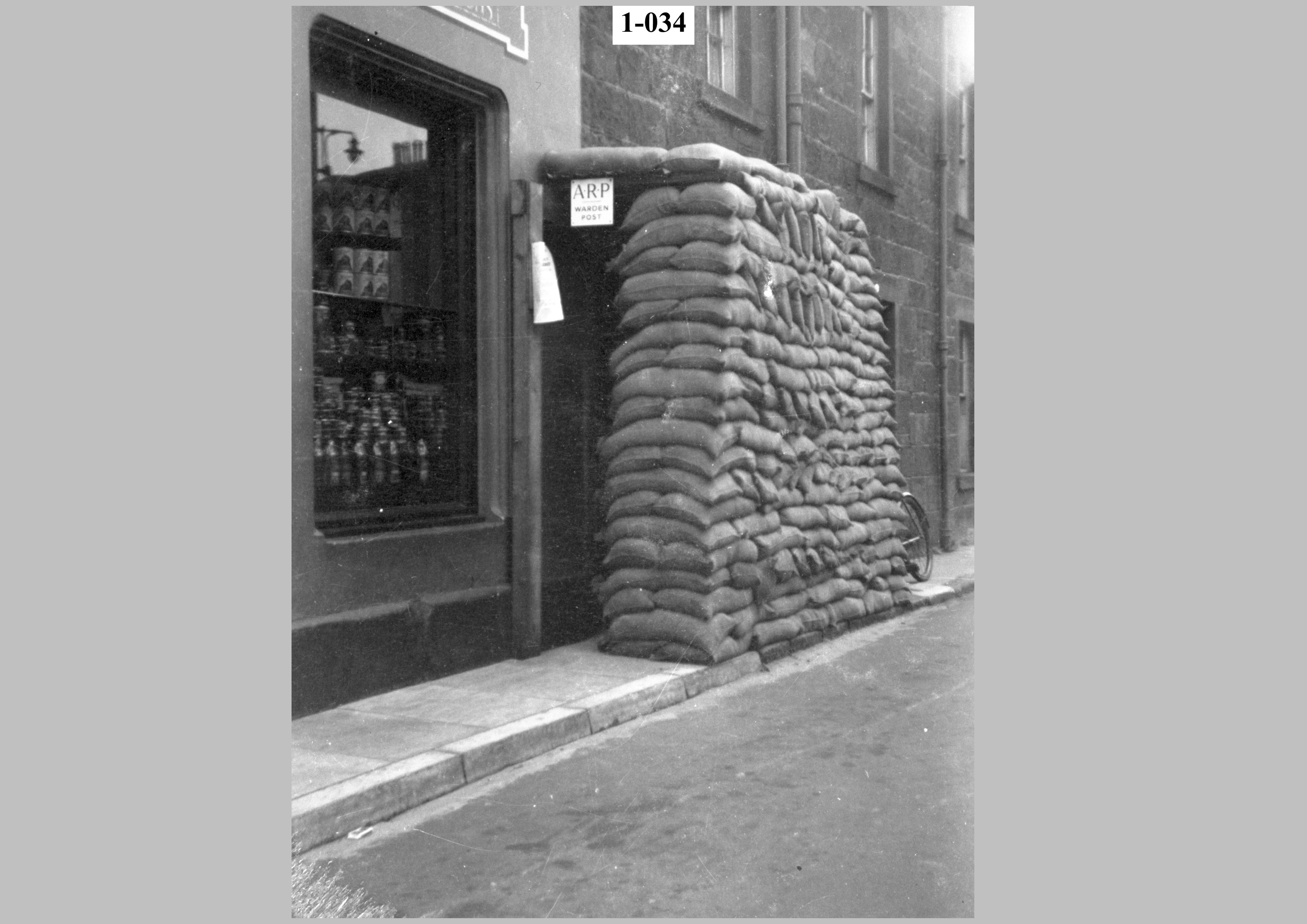 Sandbagged ARP shelter, poss Haddington?.jpg