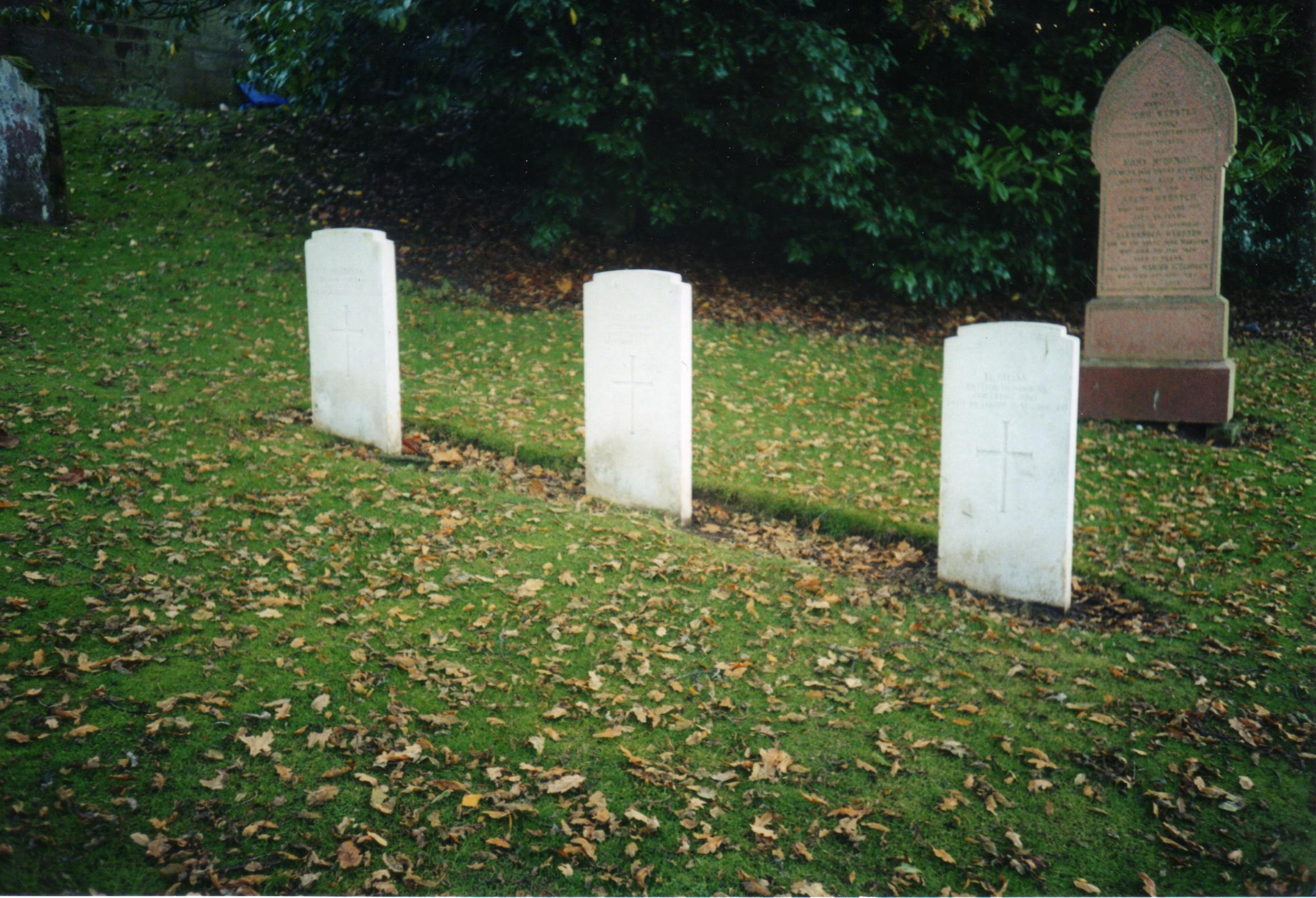 Graves of three Br. Honduran Timber Corps members who died in East Lothian. Whittingehame church.jpg