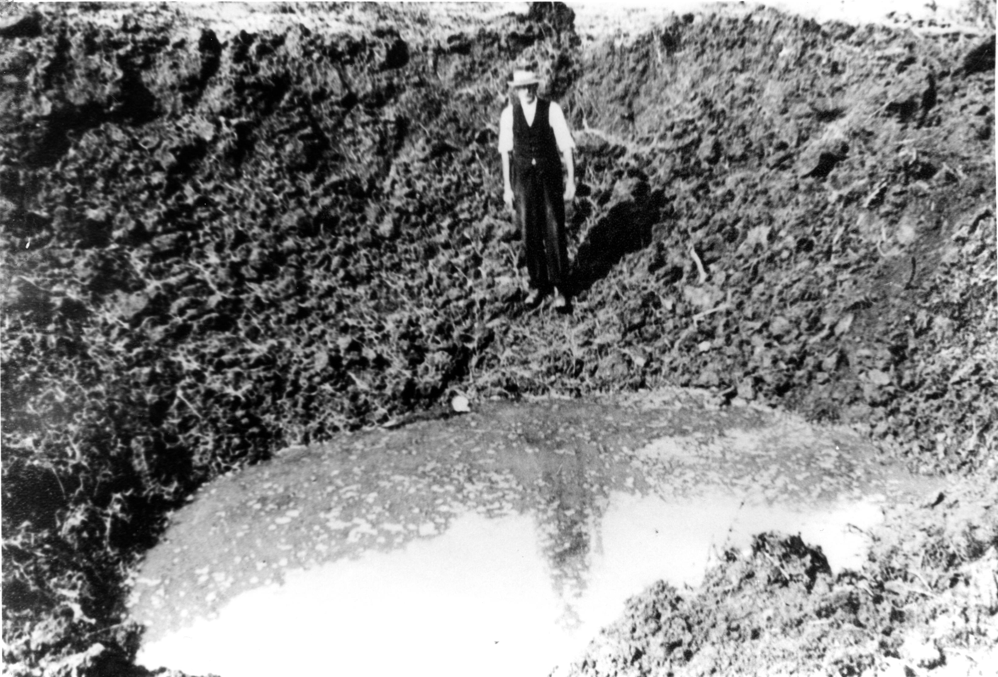 Mr Rutherford in Traprain mine crater